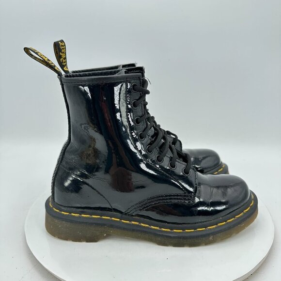 Dr. Martens Women Size 6 11821 Black Shiny Patent Leather 8 Hole Combat Boot - Picture 4 of 11